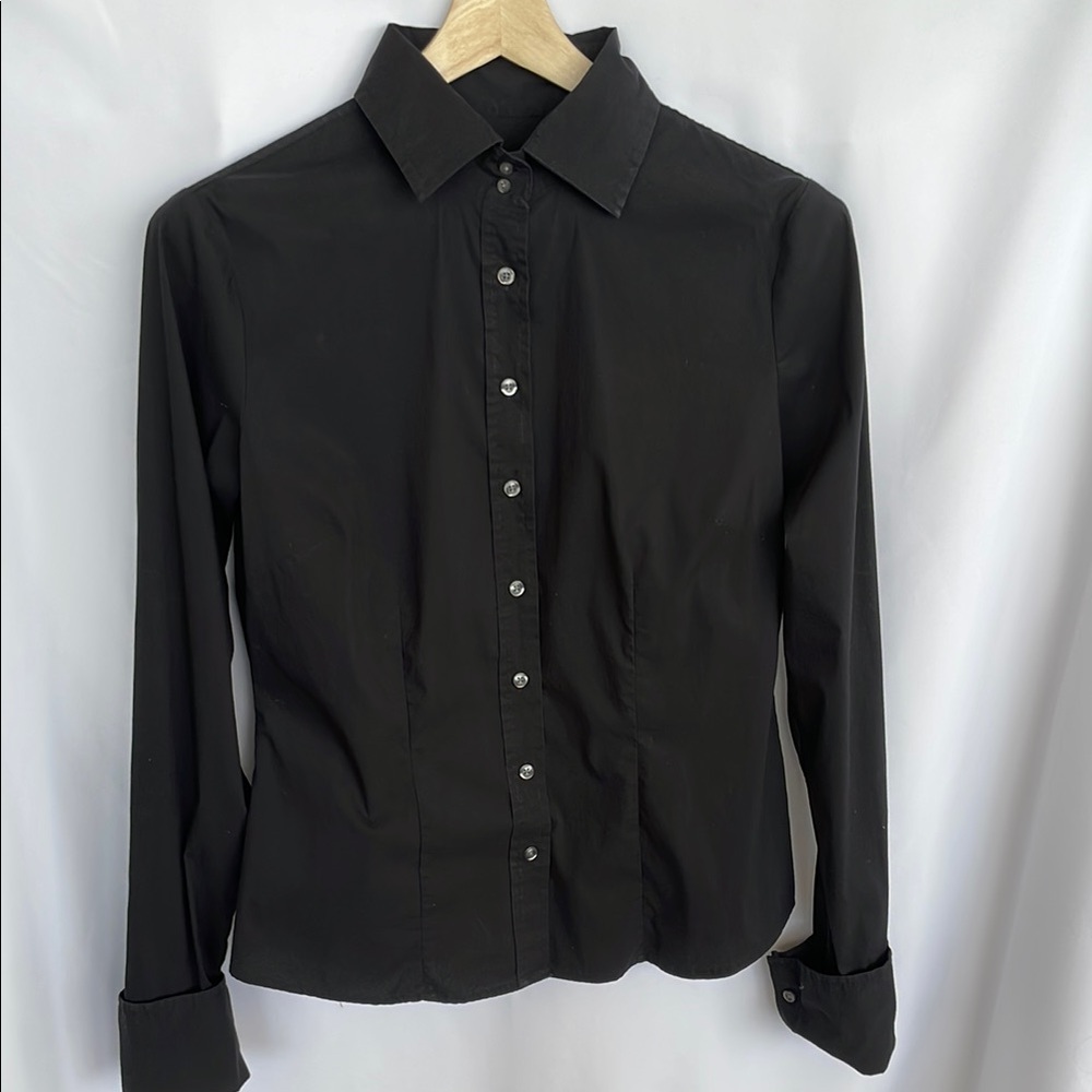 United Colors of Benetton Classic Black Button-down Tailored Shirt Size 10